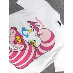 Áo thun form rộng Nữ In Hình Mèo Cười Cute  – Áo Phông Cartoon Oversize Phong Cách Hàn Quốc
