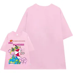 Áo thun form rộng nữ unisex hình Báo Hồng hoạt hình  vui nhộn chất cotton cao cấp