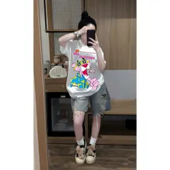 Áo thun form rộng nữ unisex hình Báo Hồng hoạt hình  vui nhộn chất cotton cao cấp