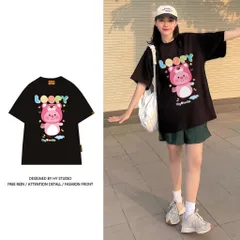 Áo thun form rộng Loopy  ăn dâu tay lỡ  dễ thương chất cotton cao cấp đl 250gsm