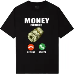 Áo thun form rộngn nam nữ  form rộng MONEY IS CALLING  cổ 3cm dày chất cotton cao cấp đl 250gsm