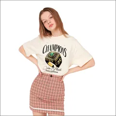Áo thun form rộng nam nữ  unisex  Champions Tee 2 màu basic KEM-TRẮNG