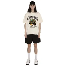 Áo thun form rộng nam nữ  unisex  Champions Tee 2 màu basic KEM-TRẮNG