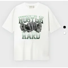 Áo thun form rộngn form rộng nam nữ unisex HUSTLE nắm đấm dollar chất cotton cao cấp