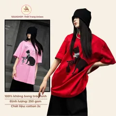 Áo thun form rộng Mèo Đen Đeo Ngọc – Phong Cách Hype  chất cotton cao cấp Street Style Cá Tính