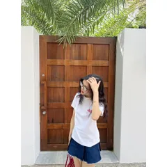 Áo thun form rộng Nữ Baby Tee Trái tim đôi  100% Cotton, Màu Trắng, Đen cotton cao cấp 2 chiều đl 250gsm