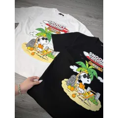 Áo thun form rộng Nữ Oversize In Hoạt Hình SNOOPY VACATIONS  Tay Lỡ Cotton Mềm Phong Cách Hàn Quốc 2026