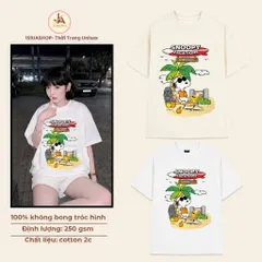 Áo thun form rộng Nữ Oversize In Hoạt Hình SNOOPY VACATIONS  Tay Lỡ Cotton Mềm Phong Cách Hàn Quốc 2026