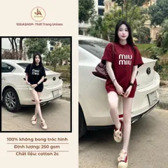 Áo thun form rộng nữ  chữ Ngựa Kim Tuyến chất cotton cao cấp 2 màu Đỏ Đô | Đen hottrend 2026