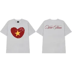 Áo thun form rộng Trái tim Việt Nam Áo Phông Unisex Việt Nam Yêu Nước cotton Cao Cấp