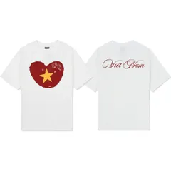 Áo thun form rộng Trái tim Việt Nam Áo Phông Unisex Việt Nam Yêu Nước cotton Cao Cấp