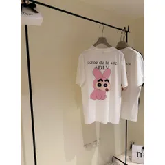 Áo thun form rộng   Unisex In Hình Hoạt Hình  SHIN BÚT CHÌ mặc Thỏ Hồng Cá Tính – Cotton Mềm Mịn, Phong Cách Hàn Quốc