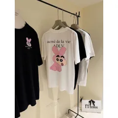 Áo thun form rộng   Unisex In Hình Hoạt Hình  SHIN BÚT CHÌ mặc Thỏ Hồng Cá Tính – Cotton Mềm Mịn, Phong Cách Hàn Quốc