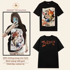 Áo thun form rộng   Zootopia 2  Unisex  cotton cao cấp đl 250gsm mềm hút mồ hôi