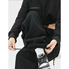 Quần ống rộng vải nỉ lì mịn mặc 2 kiểu có dây rút UNISEX  suông dành cho nam nữ