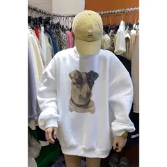 Áo sweater Trắng BOXY  nam nữ in Sweater Boxy Chó Terrier