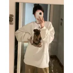 Áo sweater Trắng BOXY  nam nữ in Sweater Boxy Chó Terrier