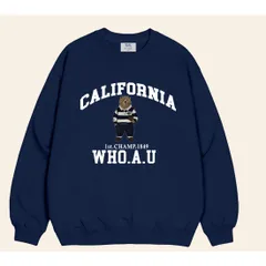 Áo Sweater  nam nữ  Unisex CALIFORNIA Gấu WHO.A.U – Nỉ CHÂN CUA  Cotton Dày 350gsm cao cấp