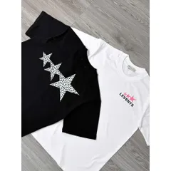 Áo thun form rộng LEVENTS 3 Ngôi Sao phối màu  Unisex Cotton Mềm In Graphic Cá Tính Hot Trend