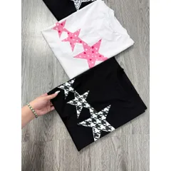 Áo thun form rộng LEVENTS 3 Ngôi Sao phối màu  Unisex Cotton Mềm In Graphic Cá Tính Hot Trend
