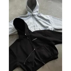 Áo Hoodie Zip Boxy WHENEVER ATELIER BASIC ZIP Màu Đen  / Xám / Xám Tiêu