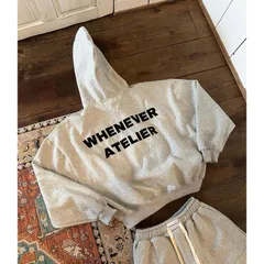 Áo Hoodie Zip Boxy WHENEVER ATELIER BASIC ZIP Màu Đen  / Xám / Xám Tiêu