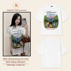 Áo Phông Nữ Oversize In Phong Cảnh Nhiệt Đới  Tay Lỡ Cotton Mềm Phong Cách Hàn Quốc Hot Trend 2026