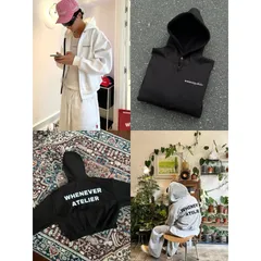 Áo Hoodie Zip Boxy WHENEVER ATELIER BASIC ZIP Màu Đen  / Xám / Xám Tiêu