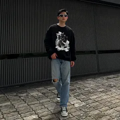 Áo sweater tay dài chất nỉ bông  siêu dày ấm  áp  in hình MÈO DOLLAR   nam nữ unisex