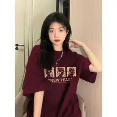 Áo phông cotton 100% nữ 2026 đỏ mận Họa tiết năm Ngọ in hình áo mặc tết   local brand