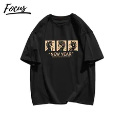 Áo phông cotton 100% nữ 2026 đỏ mận Họa tiết năm Ngọ in hình áo mặc tết   local brand
