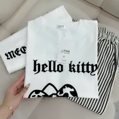 SET ĐỒ HELLO KITTY  PHỐI QUẦN SỌC – STYLE HÀN QUỐC CUTE chất cotton cao cấp mềm mát mịn TH138
