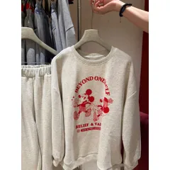 Sét bộ nỉ  nữ áo sweater in hinh Mickey  mix quần xuông  chất nỉ bông k xù lông ấm hot girl hottrend 2025 -TH110