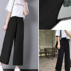 Quần ống rộng nữ chất đũi cạp chun phong cách hàn quốc 3 màu JASHOP