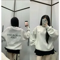 Áo  Sweater nỉ lót lông cao cấp A DE LA V.IE   basic cotton cao cấp co dãn  full tag mac