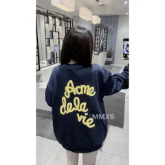 Áo sweater nỉ bông cao cấp xanh than hottrend chữ AC.ME nam nữ unisex