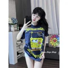 Áo thun nữ  form rộng Ploypa bọt biển màu xanh hottrend chất cotton cao cấp ĐL 250gsm siêu đỉnh 2024