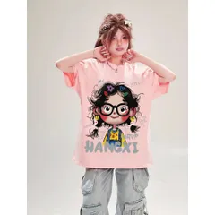 Áo Phông Hình Cô Gái Tóc Xù In Hình Đủ Màu Chất Cotton Mềm Mịn