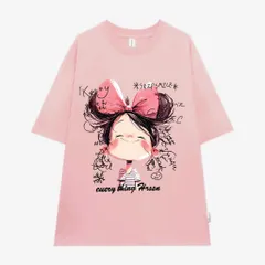 Áo Phông Hình Cô Gái Tóc Xù In Hình Đủ Màu Chất Cotton Mềm Mịn