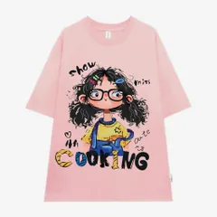 Áo Phông Hình Cô Gái Tóc Xù In Hình Đủ Màu Chất Cotton Mềm Mịn
