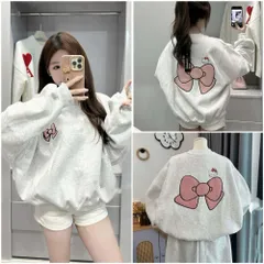 Áo Sweater  Nỉ bông Cotton 100%  Nơ HELLO KITTY Unisex Local Brand