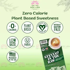[Date 2028] Đường ăn kiêng chiết xuất từ lá cỏ ngọt Stevia In The Raw Zero Calorie Sweetener Hàng Mỹ