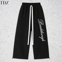 Quần Dài Nỉ 2 Da Unisex Nam Nữ Ống Rộng Hình Thêu Nổi THROUGH