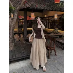 (SV002) Set Nữ Tiểu Thư 3 Chi Tiết, Áo 2 Dây Mix Áo Khoác Cardigan Kèm Chân Váy Maxi