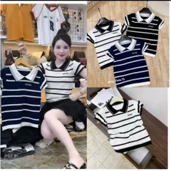 (LC002) áo polo len mongtoghi MM phối tay bèo 2 tầng, áo len QC siêu xinh