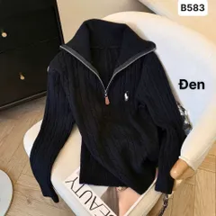 Áo polo len unisex nam nữ cổ cao RTX thêu ngựa, áo len dệt kim hàng QCCC