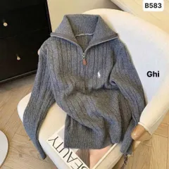 Áo polo len unisex nam nữ cổ cao RTX thêu ngựa, áo len dệt kim hàng QCCC