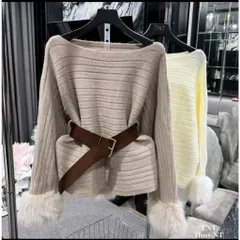 (LT004) ÁO LEN NỮ DỆT KIM LỆCH VAI TAY PHỐI LÔNG (KÈM ĐAI)