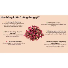 Hoa hồng sấy khô nguyên bông , nguyên liệu trà dưỡng nhan giúp đẹp da, giữ dáng ,cải thiện giấc ngủ