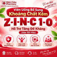 Viên Uống Bổ Sung Vi Chất Khoáng Z-I-N-C 1-0 Hỗ Trợ Tăng Cường Đề Kháng & Cải Thiện Hấp Thu Hộp 100 Viên